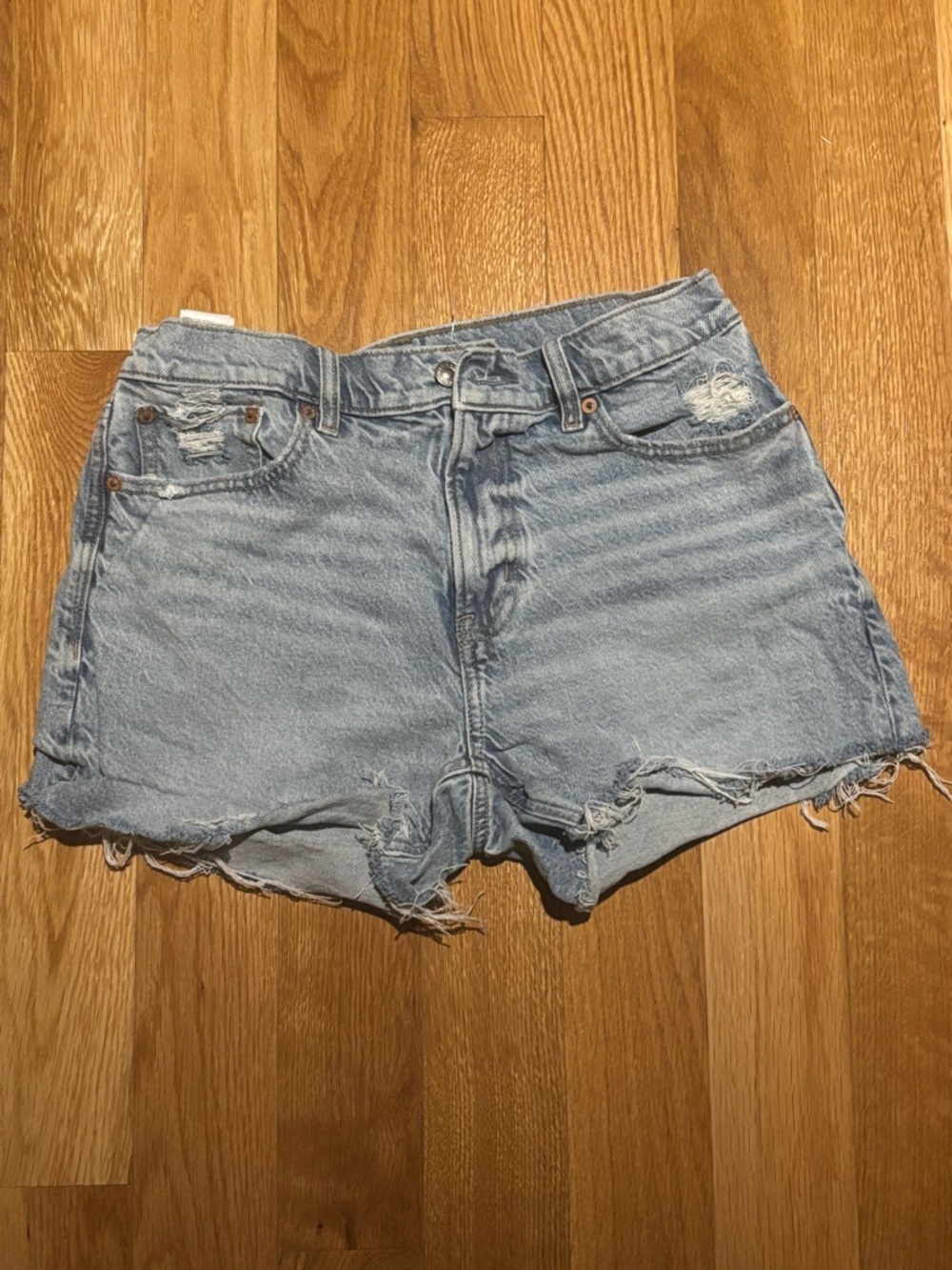 American Eagle Outfitters Light Blue Distressed Jean Shorts